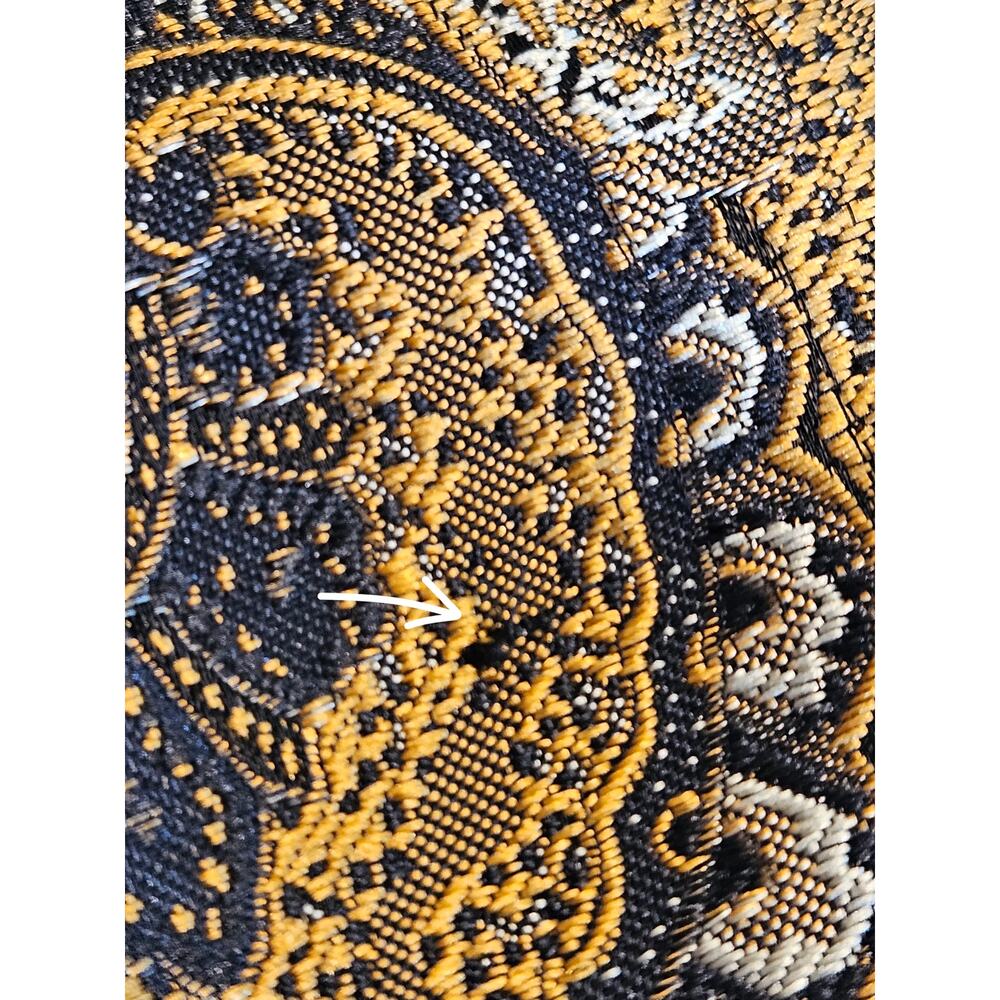Barry Wang Mens 2XL Gold Black Paisley Silk Blend Button Front Dress Shirt - Picture 8 of 10